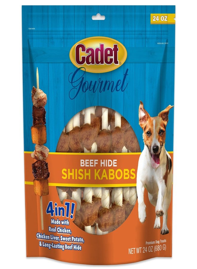 Cadet Gourmet Shish Kabob Dog Chews for Small Dogs, Rawhide Treats with Chicken, Duck and Sweet Potato, Healthy & Natural Beef Hide, 5-Inch Sticks, 24 oz - Image 1